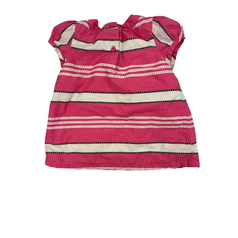 Gymboree‎ Toddler Girle Pink & White Striped Blouse Top With Bow Accent Size 2T